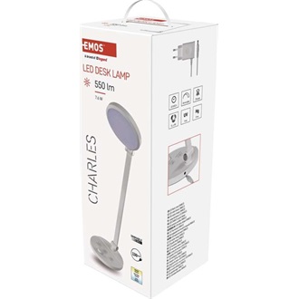 Emos Z7628W Charles fehér LED asztali lámpa