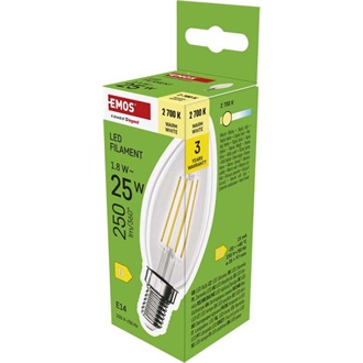 Emos ZF3D02 E14/1,8 W (25 W)/250 lm/meleg fehér filament gyertya LED izzó