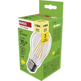 Emos ZF5D52 E27/7,8 W (75 W)/1060 lm/meleg fehér filament A60 LED izzó