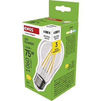 Emos ZF5D53 E27/7,8 W (75 W)/1060 lm/természetes fehér filament A60 LED izzó