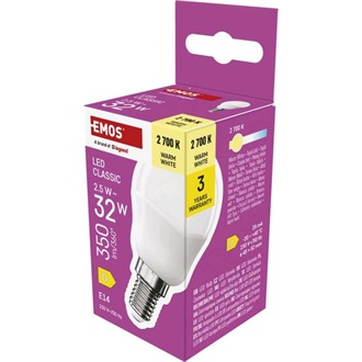 Emos ZQ1D11 E14/2,5 W (32 W)/350 lm/meleg fehér classic mini globe LED izzó
