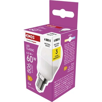 Emos ZQ1E43 E14/6,5 W (60 W)/806 lm/természetes fehér classic mini globe LED izzó