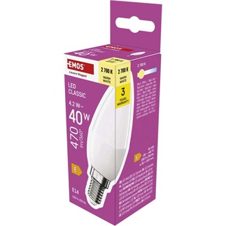Emos ZQ3220 CLASSIC 6W E14 470 lumen meleg fehér LED gyertya izzó