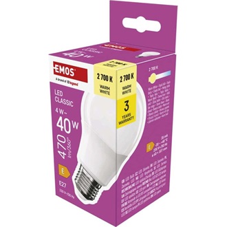 Emos ZQ5E21 classic A60 4W 470lumen E27 LED izzó
