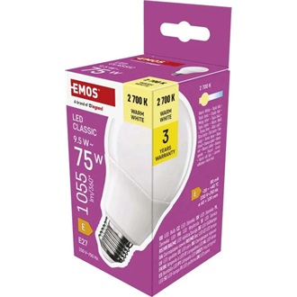 Emos ZQ5E51 A60 E27/9,5 W (75 W)/1055 lm/meleg fehér classic LED izzó