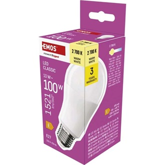 Emos ZQ5E61 A60 E27/13 W (100 W)/1521 lm/meleg fehér classic LED izzó