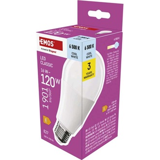 Emos ZQ5E74 A70 E27/16 W (120 W)/1901 lm/hideg fehér classic LED izzó