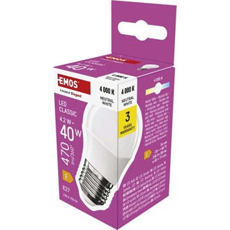Emos ZQ6E23 E27/4,2 W (40 W)/470 lm/természetes fehér classic mini globe LED izzó