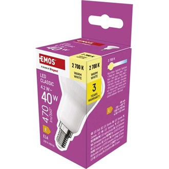 Emos ZQ7E21 E14/4,2 W (40 W)/470 lm/meleg fehér classic R50/ LED izzó