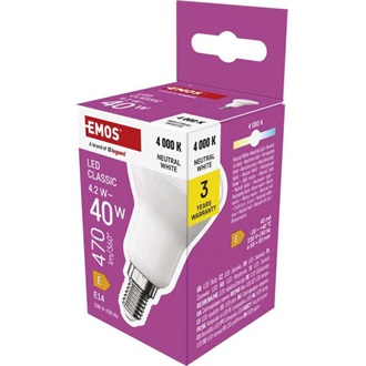 Emos ZQ7E23 E14/4,2 W (40 W)/470 lm/természetes fehér classic R50/ LED izzó