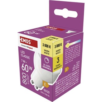 Emos ZQ8155D GU10/7W (60W)/800 lm/meleg fehér/dimmelhető Classic MR16 LED izzó