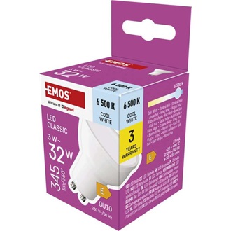 Emos ZQ8E14 MR16 fehér/ GU10/3 W (32 W)/345 lm/hideg fehér classic LED izzó