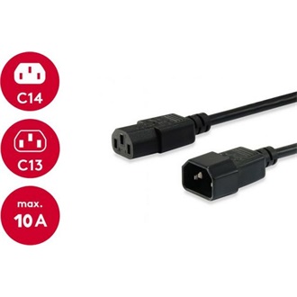 Equip C14 -> C13 M/F tápkábel 3m fekete