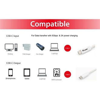 Equip USB-C 3.2 Gen1 -> USB-C 3.2 Gen1 M/M adatkábel 1m fehér PD 60W