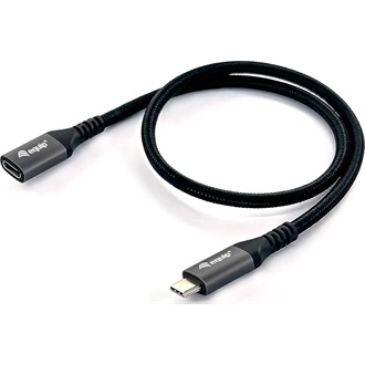 Equip USB-C 3.2 Gen2 -> USB-C 3.2 Gen2 M/F adatkábel hosszabbító 1m fekete-szürke