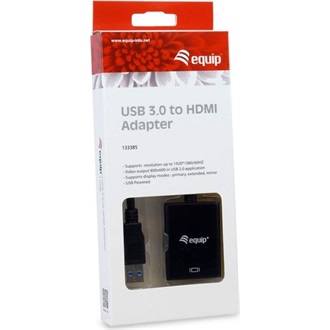 Equip USB-A 3.0 -> HDMI 1.3 M/F adapter 0.15m fekete