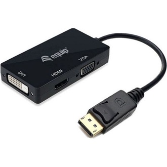 Equip DisplayPort -> 1db VGA 1db HDMI 1db DVI-D M/F adapter 0.15m fekete