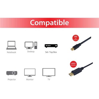 Equip Mini DisplayPort 1.2 -> DisplayPort 1.2 M/M video kábel 2m fekete