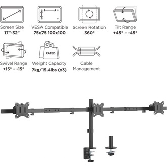 Equip 650158 13"-27" monitor tartó asztalra fekete