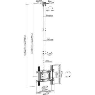 Equip 650321 32"-70" TV mennyezeti tartó fekete