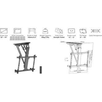 Equip 650329 Motorized Ceiling Mount Bracket 32"-70" monitor TV mennyezeti tartó fekete