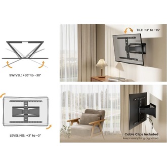 Equip 650344 Ultra-Slim Full Motion Wall Mount Bracket 43"-90" monitor TV fali tartó fekete