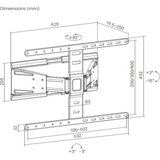 Equip 650344 Ultra-Slim Full Motion Wall Mount Bracket 43"-90" monitor TV fali tartó fekete