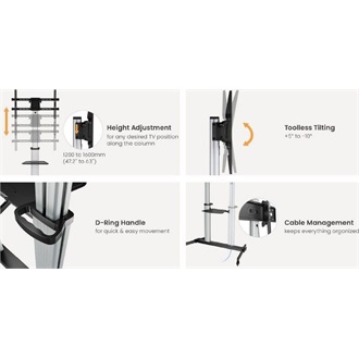 Equip 650631 Eco Ultra-large Display LFD Trolley 60"-100" TV gurulós tartó állvány szürke