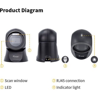 Equip Asztali Vonalkód olvasó - 351027 (2D, omnidirekcionális, vezetékes, fekete)