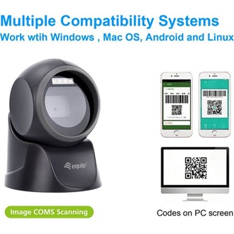 Equip Asztali Vonalkód olvasó - 351027 (2D, omnidirekcionális, vezetékes, fekete)