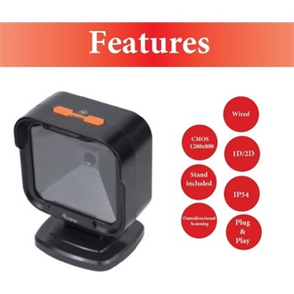 Equip Asztali Vonalkód olvasó - 351028 (2D, omnidirekcionális, vezetékes, fekete)