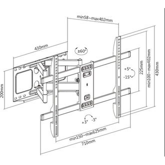 Equip Full Motion TV Wall Mount Bracket 37"-80" monitor TV fali tartó fekete