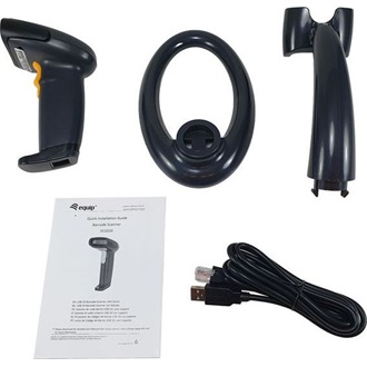 Equip Kézi Vonalkód olvasó - 351020 (1D, állvánnyal, vezetékes, fekete)