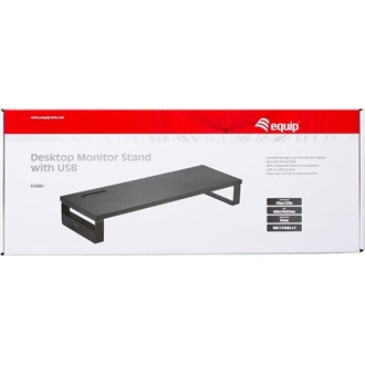 Equip Monitor Asztali állvány - 650881 (3x USB2.0, csúszásmentes, telefontartó, Max.: 15kg, acél, fekete)