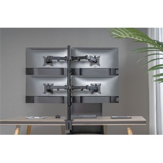 Equip Monitor Asztali konzol - 650159 (13"-27", 4 monitor, dönthető, forgatható, állítható magasság, Max.:4x9kg, fekete)