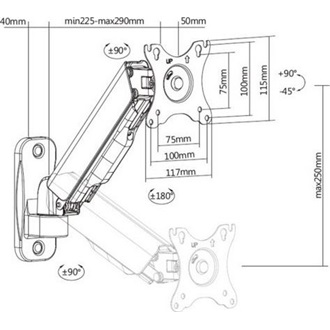 Equip Monitor Fali konzol - 650136 (17"-32",1 monitor, dönthető, forgatható, állítható magasság, Max.: 9kg, fekete)