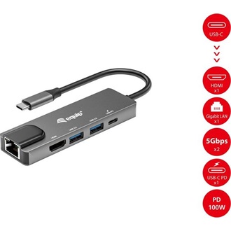 Equip Notebook Dokkoló - 133489 (Bemenet: USB-C, Kimenet: USB-C PD:100W/HDMI/2x USB3.2 Gen1)