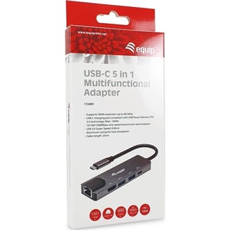Equip Notebook Dokkoló - 133489 (Bemenet: USB-C, Kimenet: USB-C PD:100W/HDMI/2x USB3.2 Gen1)