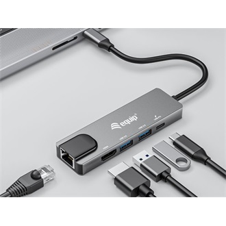 Equip Notebook Dokkoló - 133489 (Bemenet: USB-C, Kimenet: USB-C PD:100W/HDMI/2x USB3.2 Gen1)
