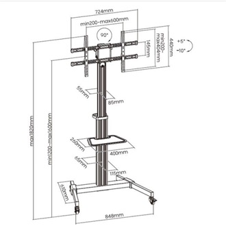 Equip Rotate TV Cart 37"-86" TV gurulós tartó állvány ezüst-fekete