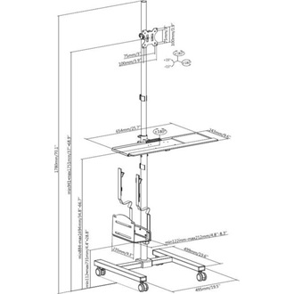 Equip Single Monitor Mobile Workstation 17"-32" monitor számítógép gurulós tartó állvány fekete