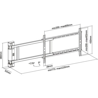 Equip TV Fali konzol - 650336 (32"-75", motoros, Max.: 50kg, fekete)