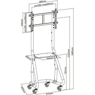 Equip TV állvány - 650608 (37"-80" álló, gurulós, Max.:80kg, fekete)