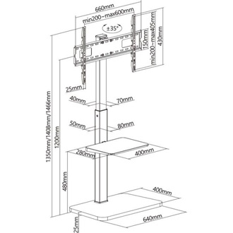 Equip TV állvány - 650613 (37"-75" álló, forgatható, állítható magasság, Max.:40kg, fekete)