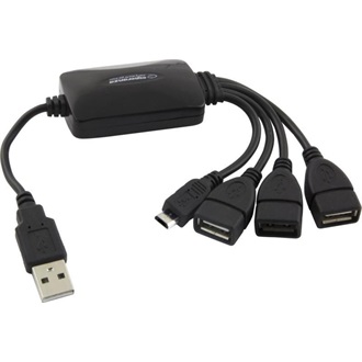 Esperanza USB-A 2.0 -> 3db USB-A 2.0 1db USB-B 2.0 micro M/F adapter fekete