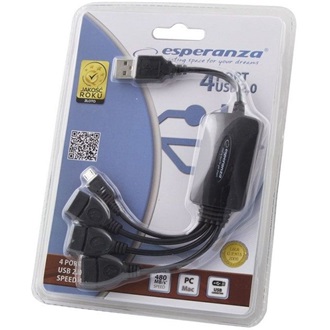 Esperanza USB-A 2.0 -> 3db USB-A 2.0 1db USB-B 2.0 micro M/F adapter fekete