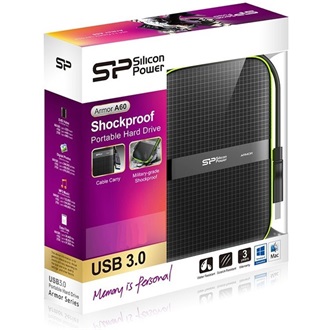 Silicon Power Armor A60 4TB USB3.0 2,5" vízálló külső HDD fekete-zöld