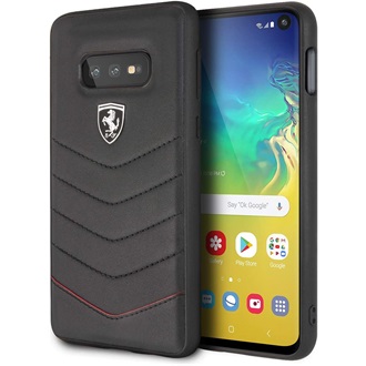 Ferrari Heritage Samsung S10 Lite tűzdelt bőr kemény fekete tok