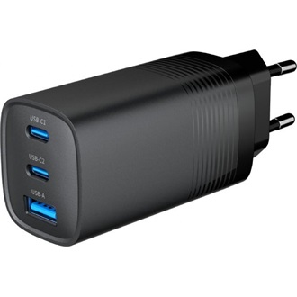 Gembird 3-port GaN 67W univerzális hálózati töltő adapter fekete QC 3.0, PD