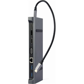 Gembird A-CM-COMBO9-01 multi-port 9-port USB-C adapter szürke